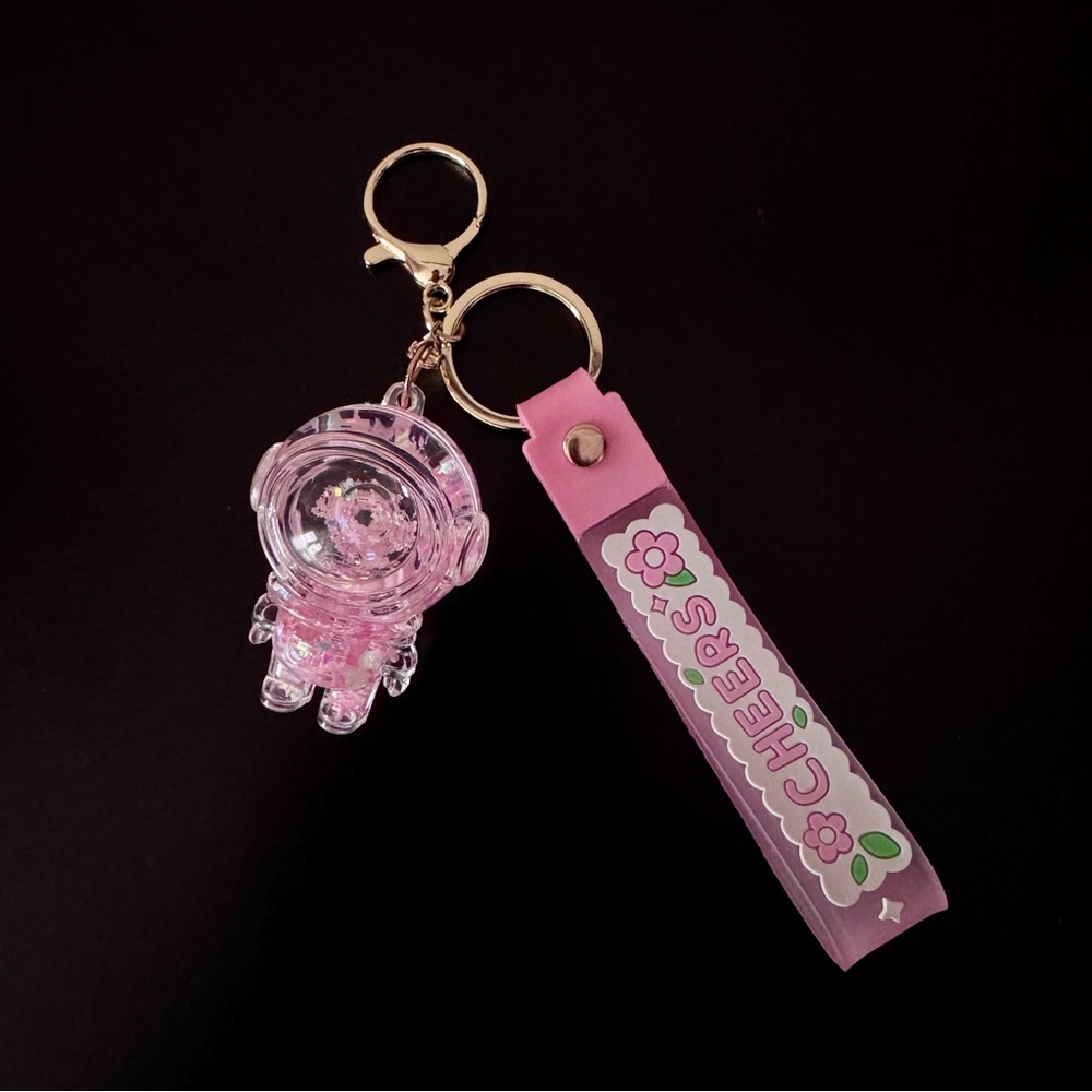 Pink Astronaut Clear Kawaii Keychain